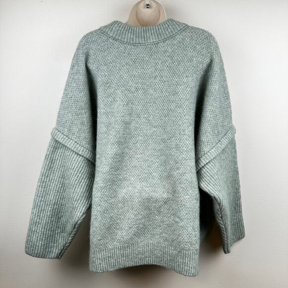 Madewell Cable Havener Pullover Sweater Wool Alpaca Cable Knit Sage 3X Boxy - Picture 8 of 16
